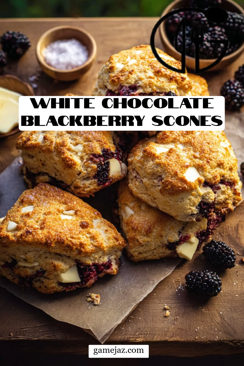 White Chocolate Blackberry Scones