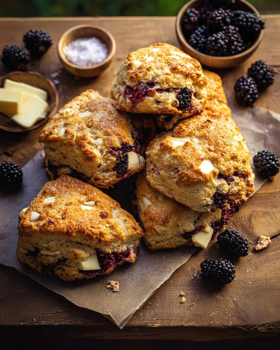 White Chocolate Blackberry Scones