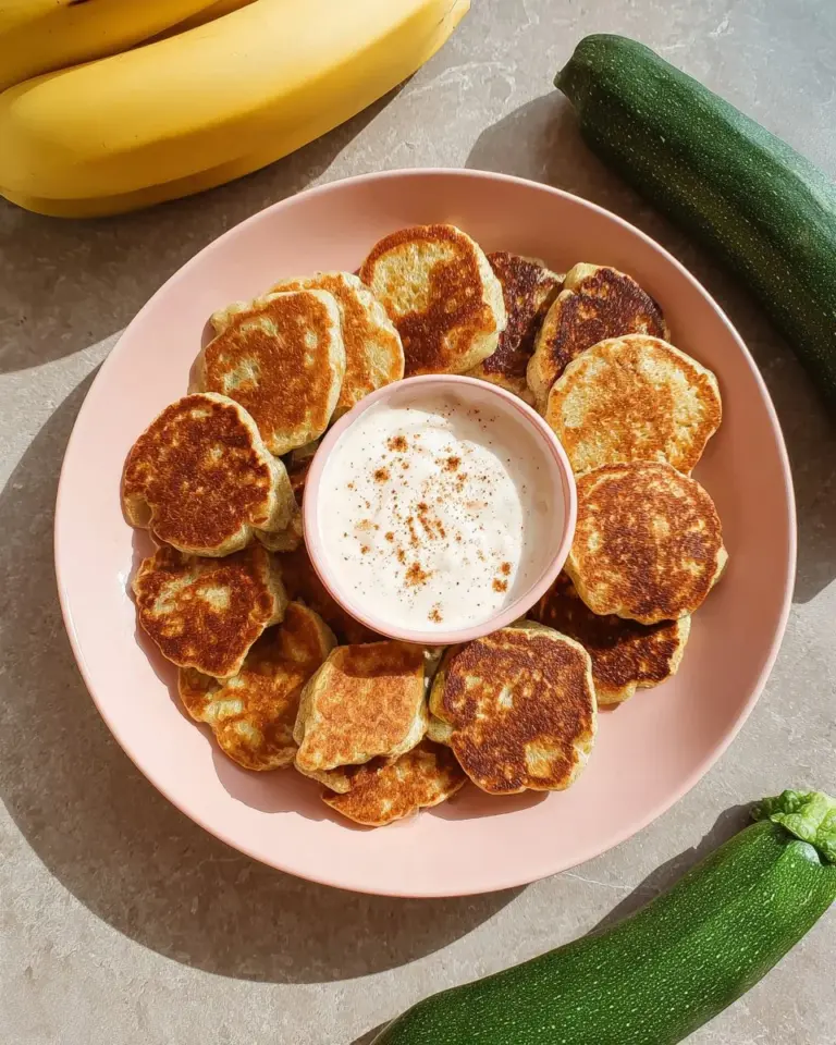 Delicious zucchini and banana fritters served on a plate