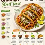 Delicious Chicken Street Tacos topped with fresh cilantro and lime
