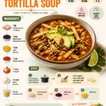 Delicious bowl of Chicken Tortilla Soup garnished with tortilla strips and avocado.