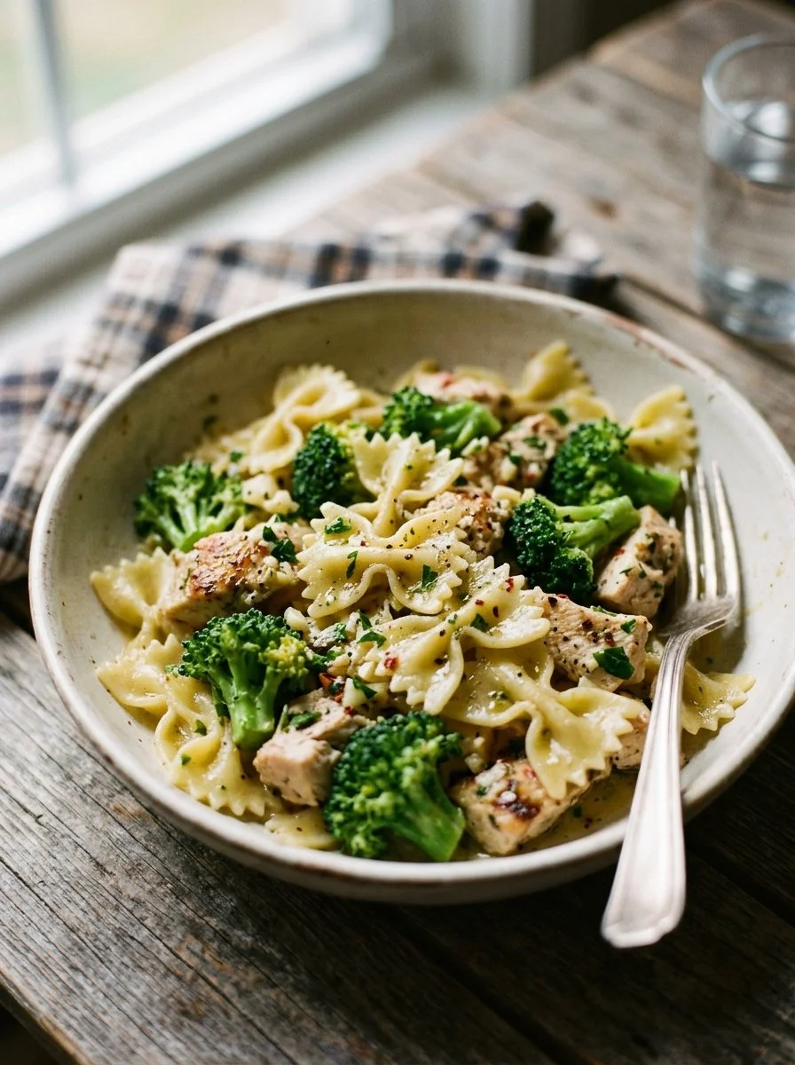 Cowboy Butter Lemon Bowtie Chicken with Broccoli