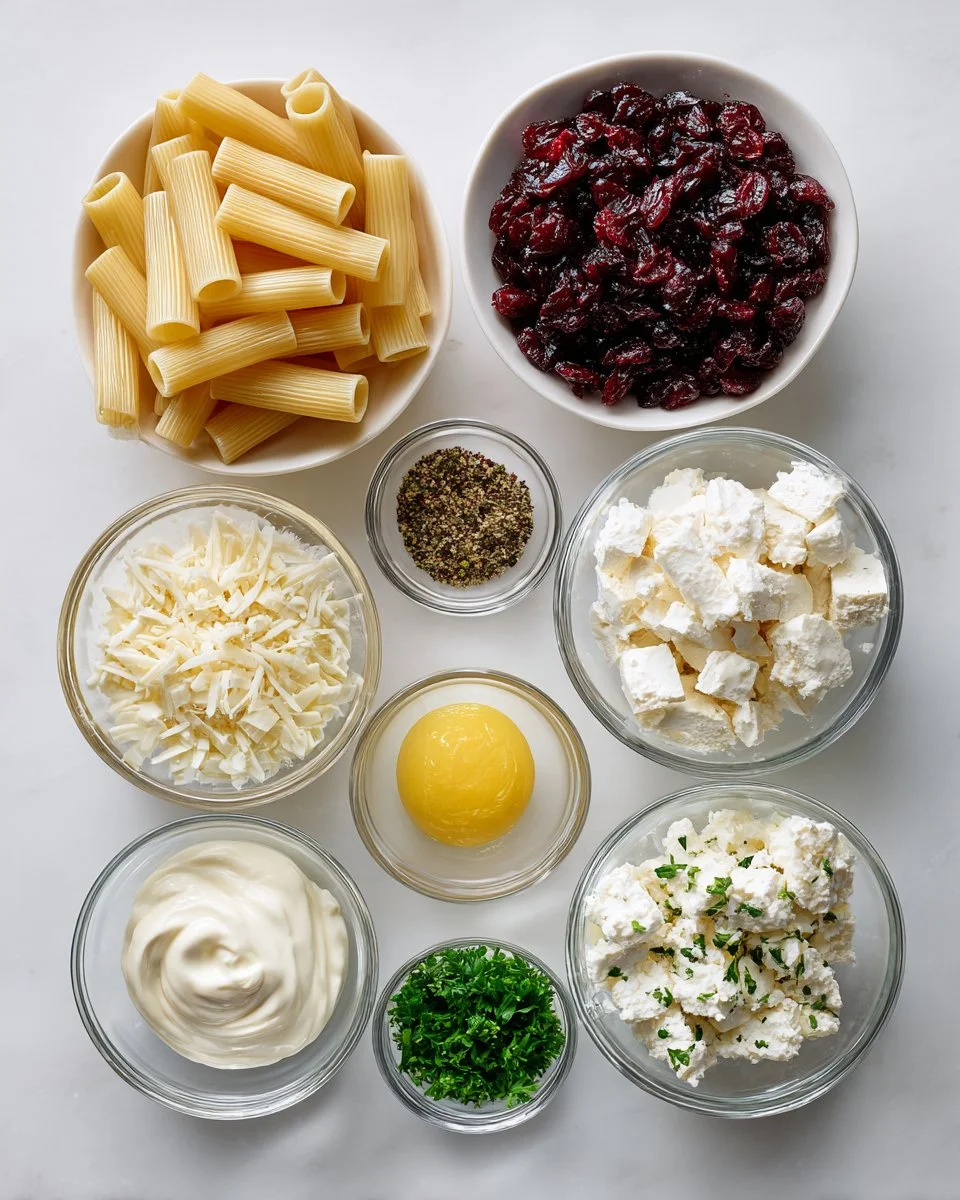 Creamy Feta and Cranberry Rigatoni Salad