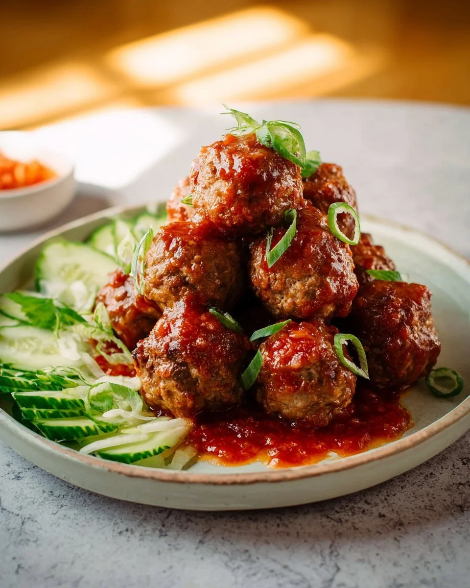 Crispy Meatballs with Glass Noodles & Sweet Chili Sauce