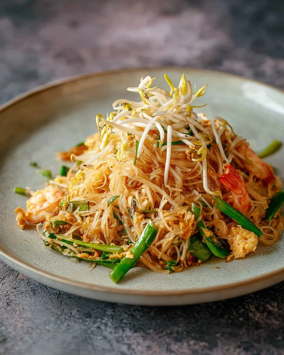 Easier and healthier Pad Thai dish with fresh ingredients and vibrant colors