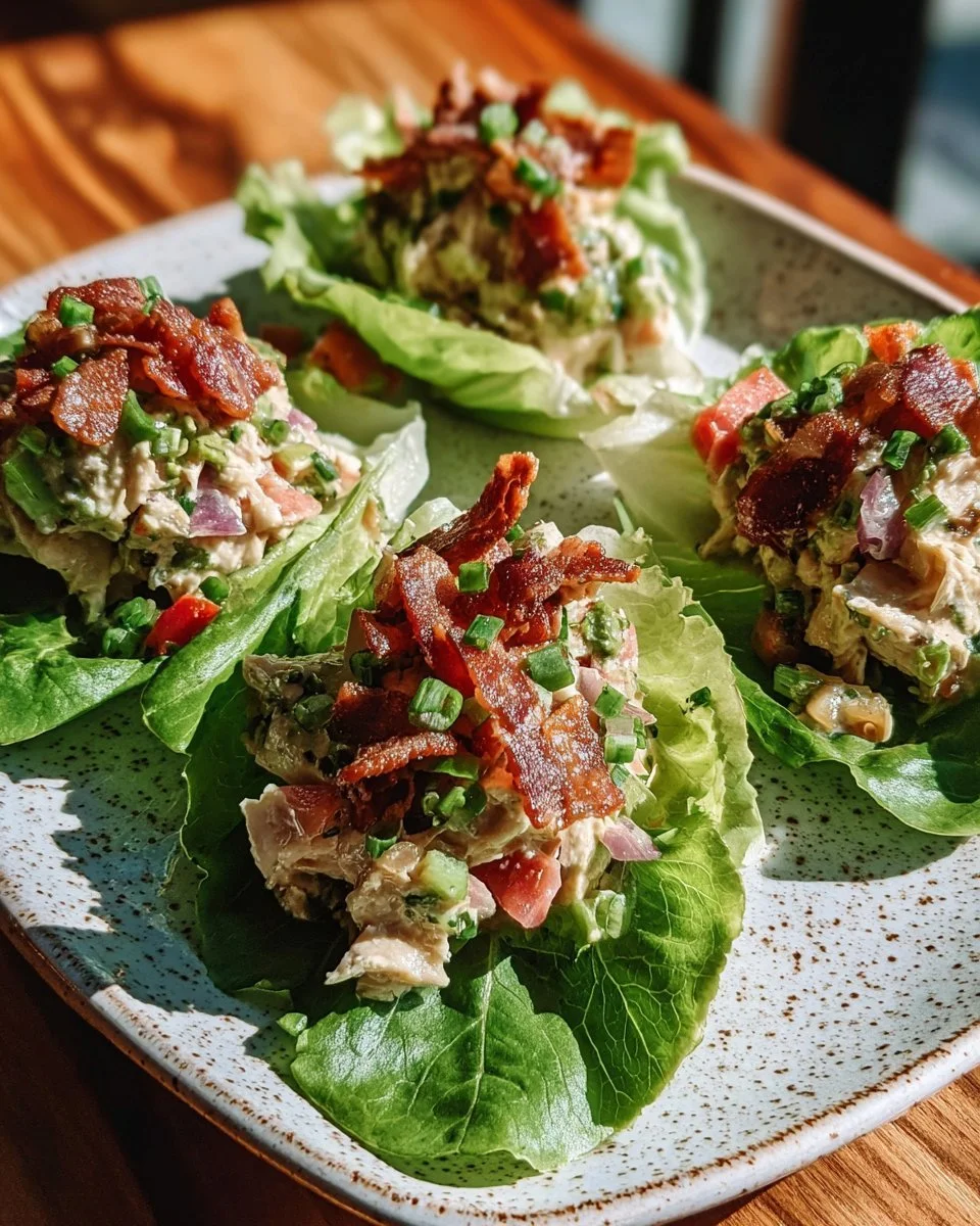 Fresh Light BLT Chicken Salad Lettuce Wraps