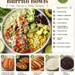 Delicious grilled chicken burrito bowl with fresh ingredients