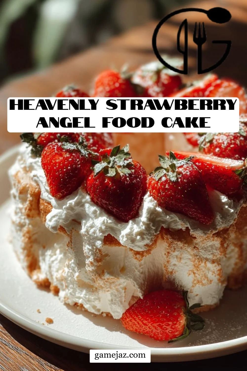 Heavenly Strawberry Angel Food Cake