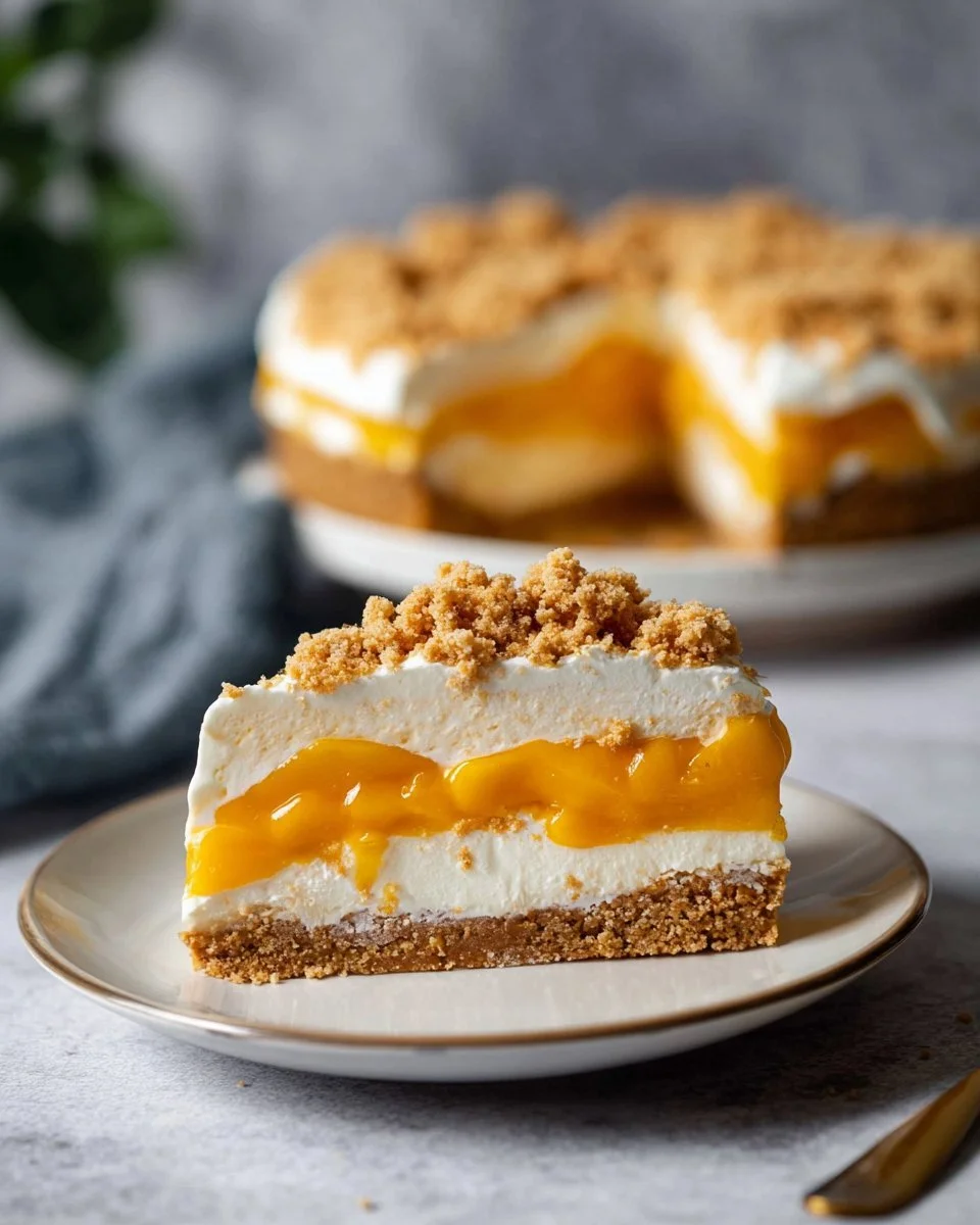 No bake mango cream pie with whipped cream and mango slices, a Filipino dessert delight