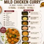 Delicious bowl of quick and simple mild chicken curry garnished with coriander