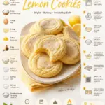 Plate of soft and chewy lemon cookies with zest and icing sugar